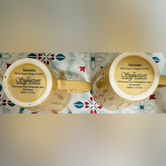 4 Sorrento Wheat by Signature Mugs All Mustard Gold Embossed Leaves 2001 Segura - Picture 5 of 11